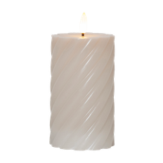 Star Trading - Bloklys Flamme Swirl LED 15 cm - Beige