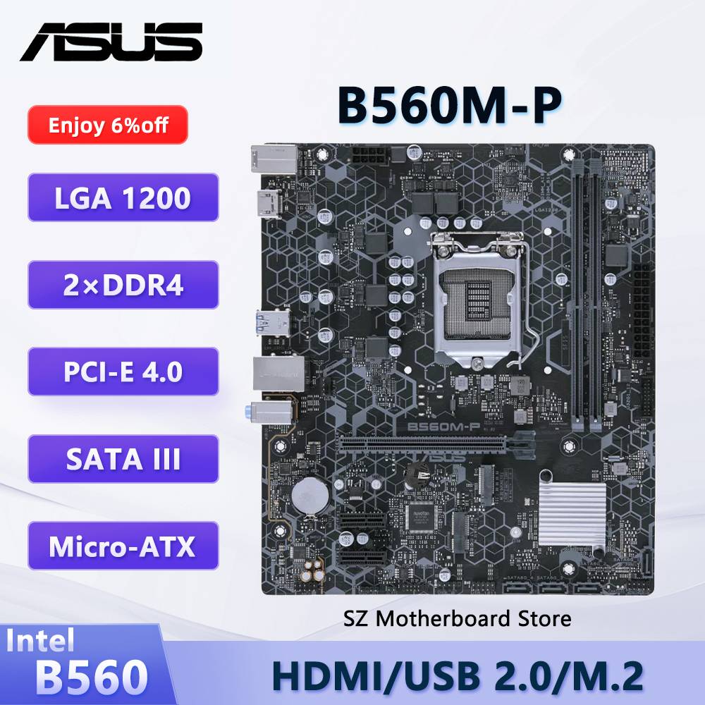 ASUS B560M-P Motherboard B560 LGA 1200 Support I5-11400 11400F I7-11700 10700 I3-10100 10105 CPU DDR4 M.2 HMID Micro ATX