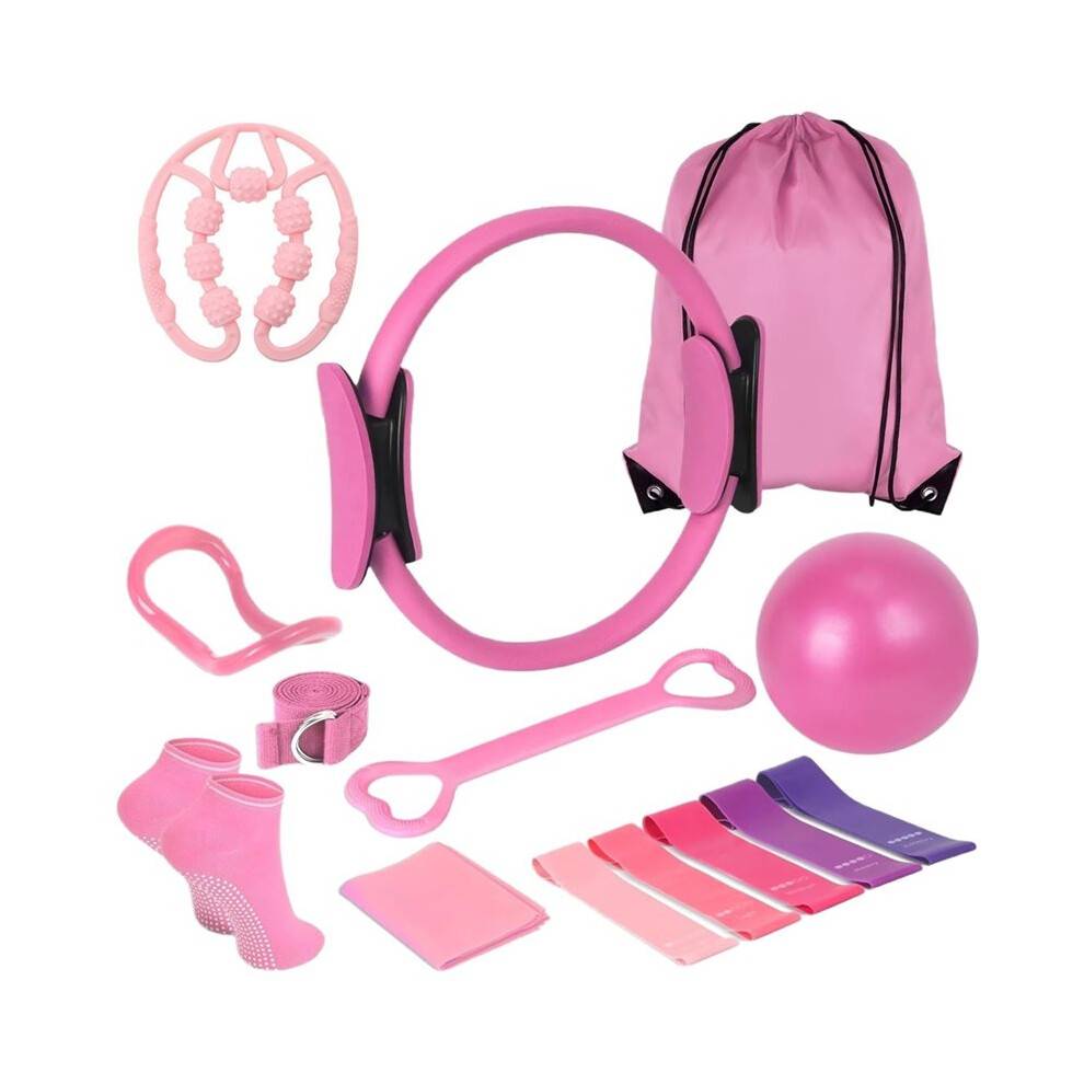 14pcs Yoga Pilates Equipment Kit for Home Workout, Pilates Ring Set, Compact Toning Fitness Set Accessories