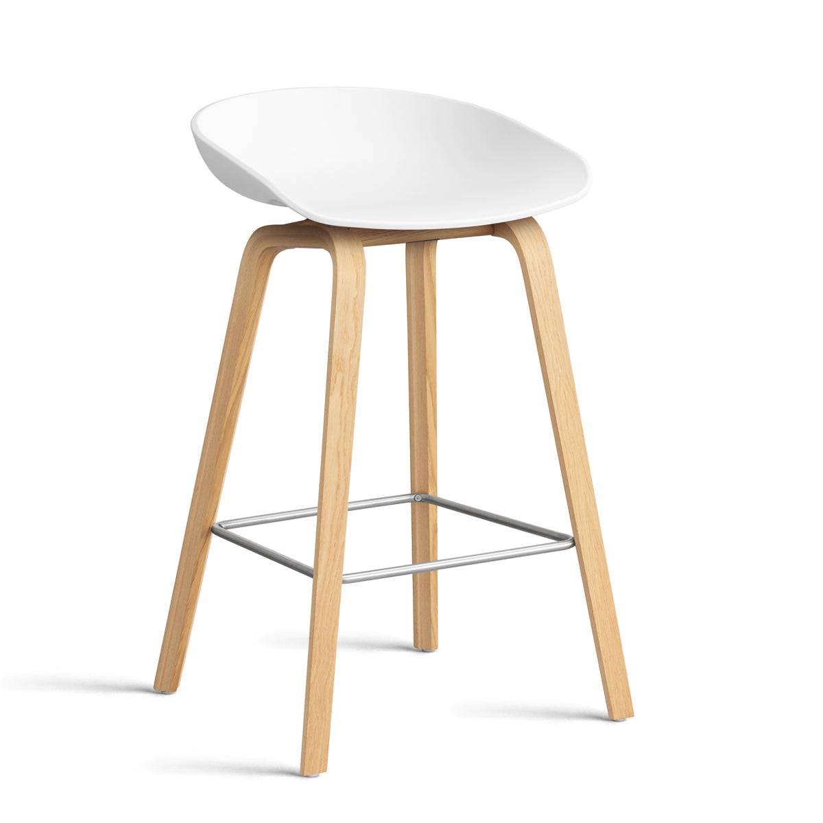 HAY About a Stool - AAS 32 Barstol - Eg - H:65cm - Hvid / Sort.