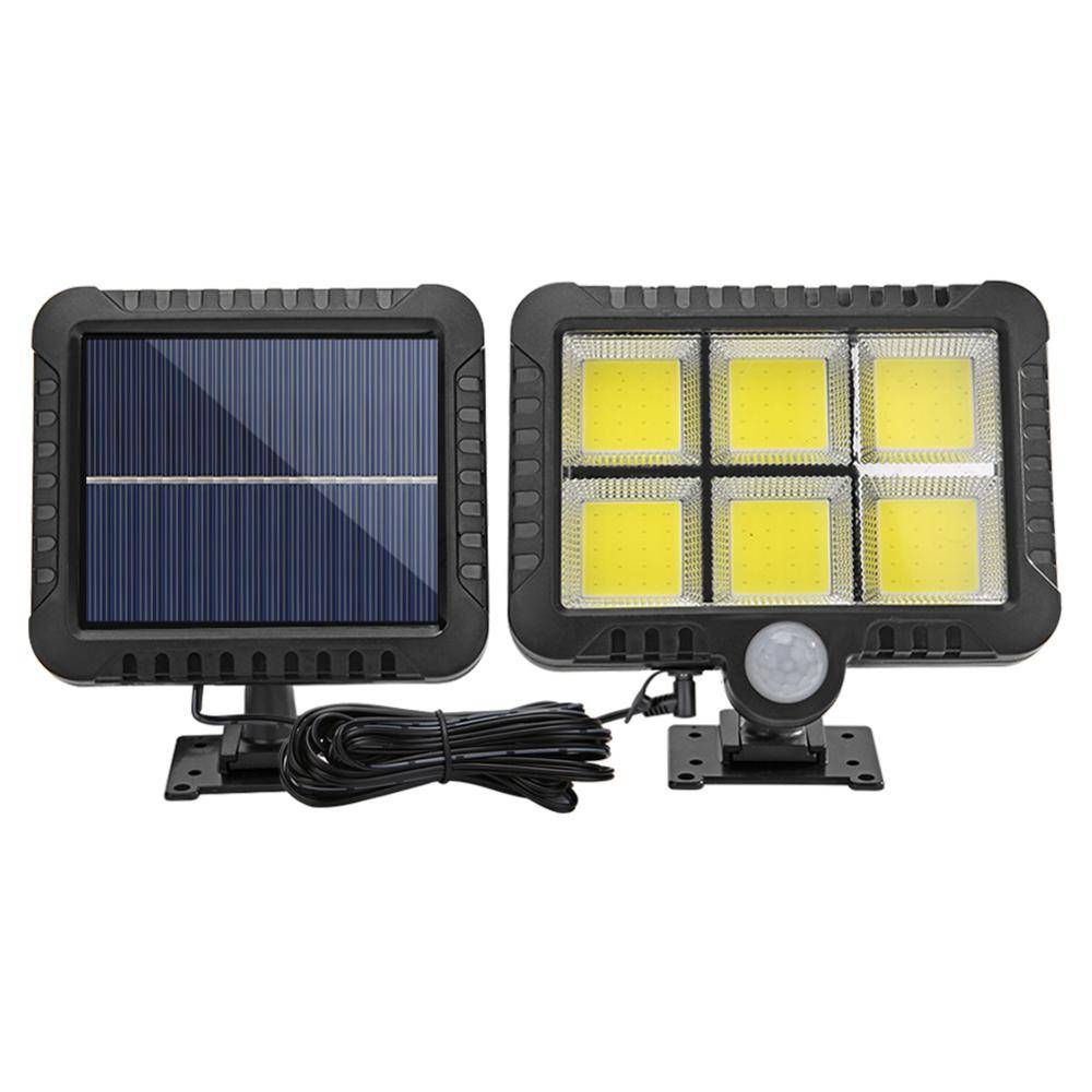 150/180 led cob uppladdningsbart solljus utomhus pir rörelsesensor lampa vattentät solsensor vägglampa trädgård trädgård dekor - 120 kolvar
