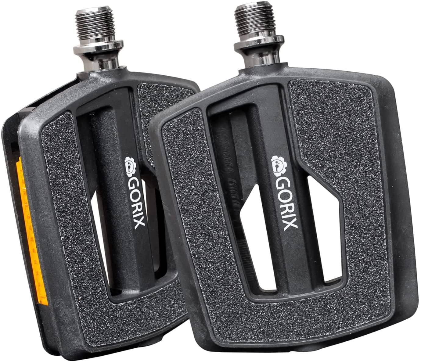 GORIX Flat Bicycle Pedals with High Grip and Black Wide Compatible with Road Cross and Other for Commuting and School Non-Slick Anti-Slip Surface, svart