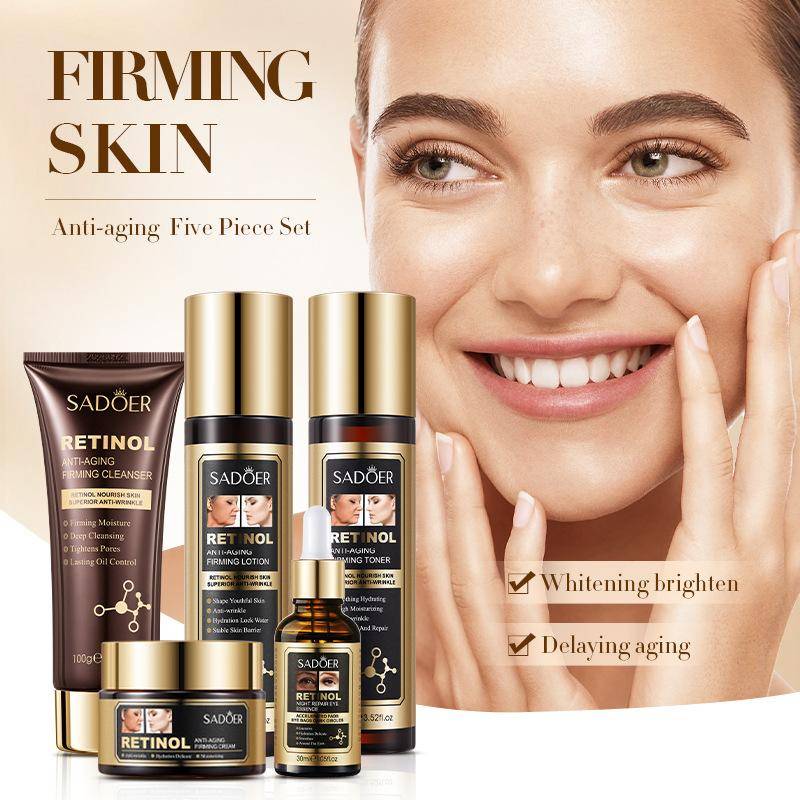 Retinol Anti-aging Lyxigt Hudvårdsset Anti-rynkor återfuktande Femdelad blekning och återfuktande hudvårdsset beige