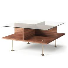 Decotique Vogue Sofabord 70x70 Cm / Messing - Sofabord Glas Valnød - 388995-189665-189665