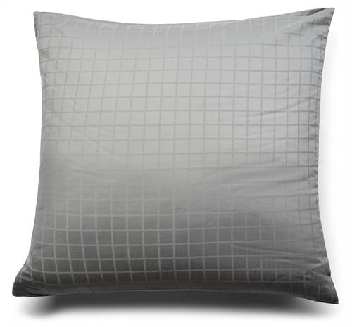 Örngott 60x63 cm - GOTS-certifierad ekologisk bomullssatin - Grå jacquardvävda rutor.
