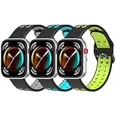 Xisair 3 remmar kompatibla med Huawei Watch Fit 3 silikonband, sport, andas, ersättningsarmband för Huawei Watch Fit3 tillbehör armband färgglada metallspänne, Grön/marinblå/grå, Klassisk