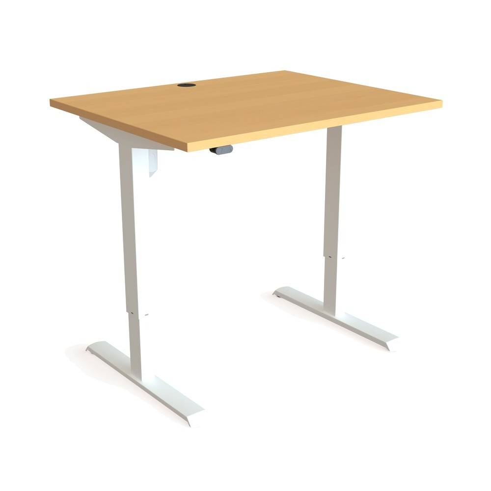 ConSet 501-33 Hæve-/sænkebord 100x80 cm, bøg med hvidt stel.