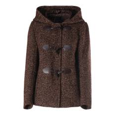 PINKO, Frakke, Dame, Brun, XS, Uld, Kort hætteforet duffelcoat