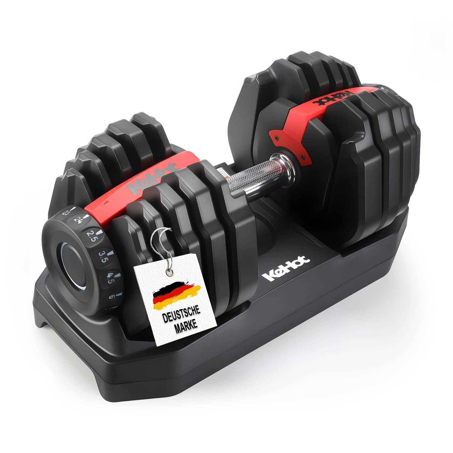 Kehot Adjustable Dumbbell 24kg With 15 Weight Settings And Base, Quick Dial Weight Adjustment, Compact Home Gym Equipment For Strength Training, Fitness Workout