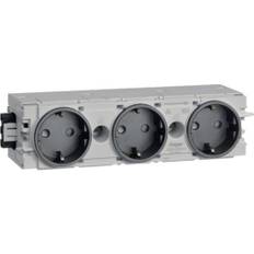 10 stk Ecoline stikkontakt 3xSCHUKO for C-profilmontage RAL9011