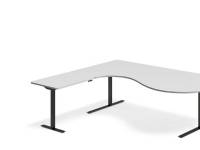 (ComputerSalg) Hæve-sænkebord DNA 2000x1800 mm Venstre Lysgrå 3-ben/Sort