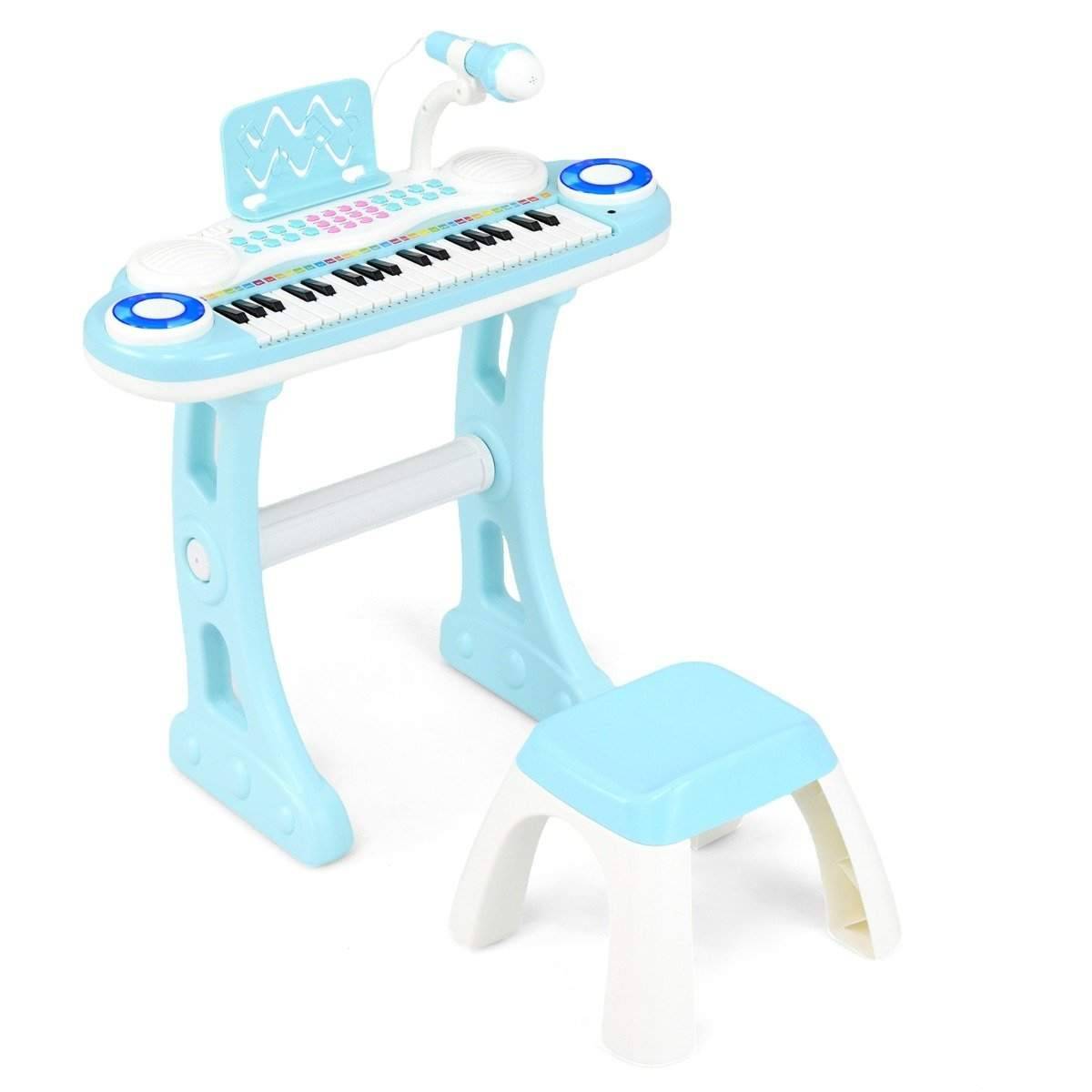 37 tangenter Piano Keyboard med lätt elektriskt barnklaviatur Inspelning & uppspelning Toy Piano Blue
