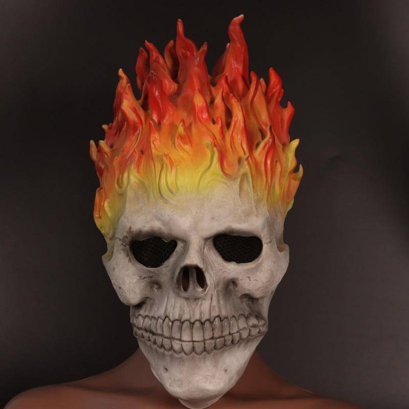 Ny Flamma Skalle Mask Ghost Rider Läskig Skräckfest Halloween Mask cm brown