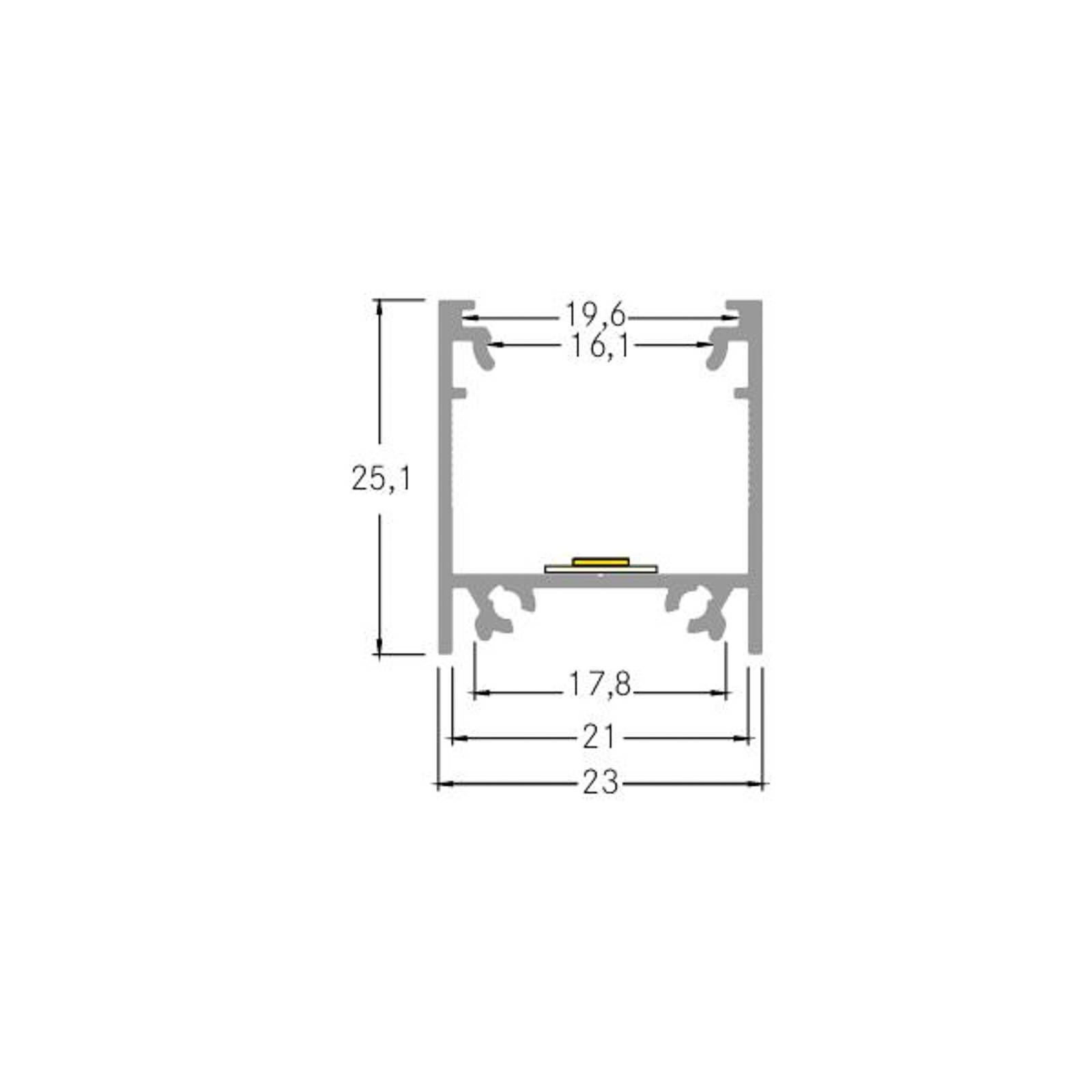 BRUMBERG monteringsprofil höjd 25 mm längd 1 m aluminium Anbau-Profil Komplett-Set, Aluminium / grå / zink, Aluminium / grå / zink