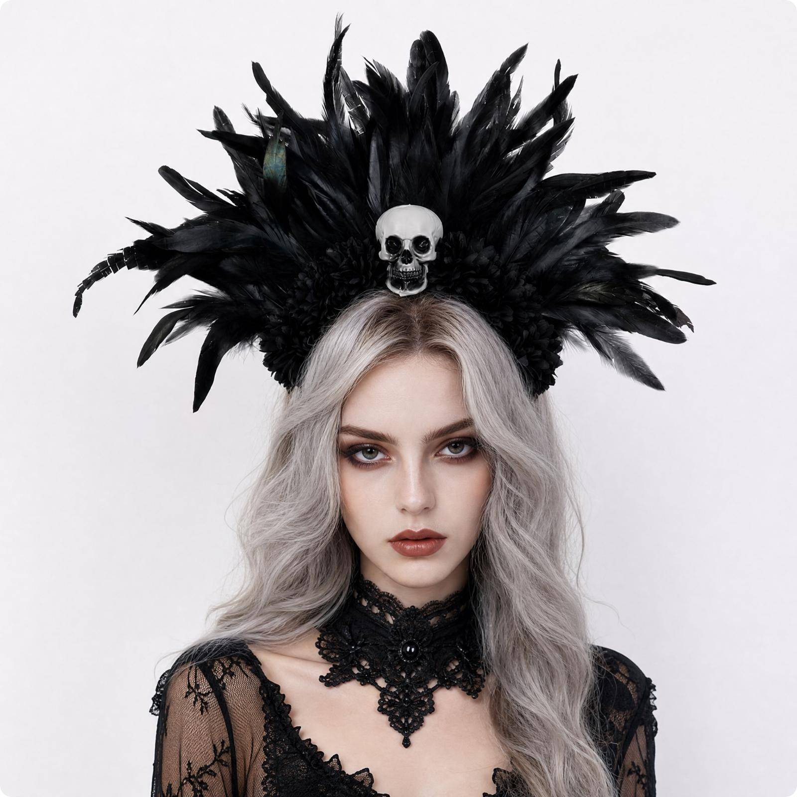 Handmade Halloween Costume Headband Dramatic for Photo Shoots, Festivals black
