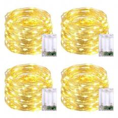 4-pack 50 LED-ljusslingor batteridrivna, 16 fot vattentäta blinkande ljusslingor inomhus utomhus, klippbara ljusslingor för sovrum, bröllop, gör-det-s - Gul (1 st 10 meter 100 lampor,1 st 5 meter 50 lampor,4 st 5m 50 lampor,1 st 3 meter 30 lampor)