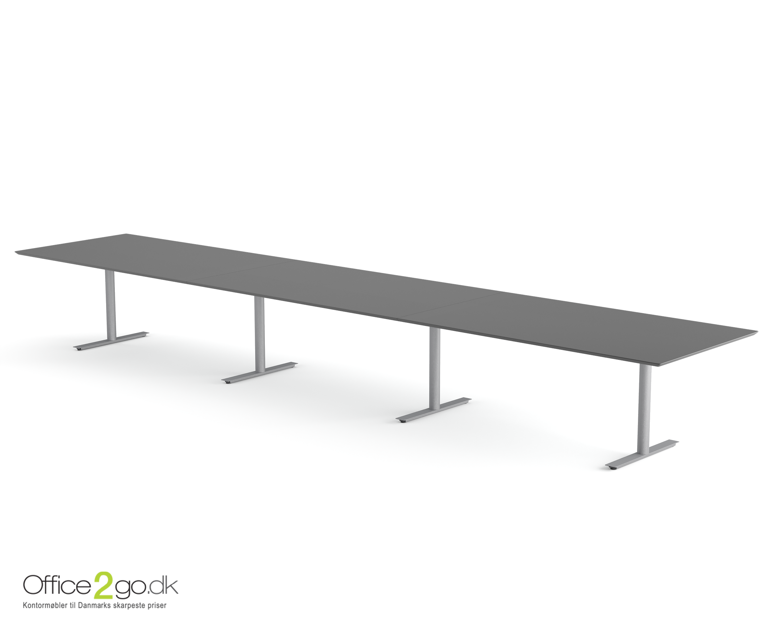 Inline mødebord (rektangulær bordplade) - 560 cm - Gråt