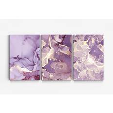 Lila Abstrakt Canvas - Set om 3