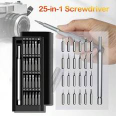 25-i-1 liten precisionsmagnetisk skruvmejselsats, professionell reparationsverktygssats, handtag i aluminiumlegering, lämplig för telefoner, datorer, - Silver (Skruvmejsel med aluminiumhandtag 25 i 1)
