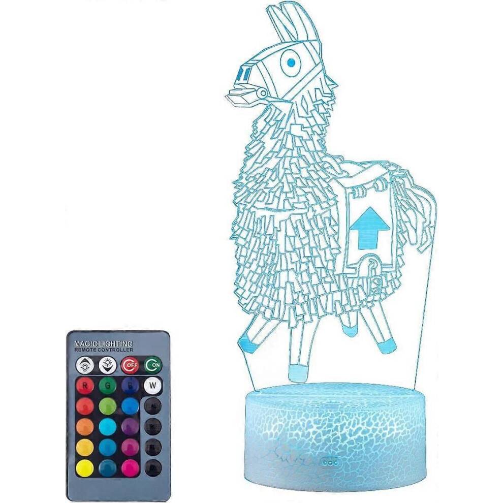 Lama 3D Night Light Leksakspresenter för barn Utbytbar LED-bordsbordslampa 3D Illusion Light