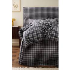 Ellos Home - Sengekappe Sonneli Check i bomuld højde 52 cm - Blå - 180X200