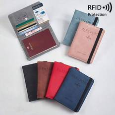 RFID-spärrande passhållare & reseplånbok med resårband, flerfack för kort, SIM-kortplats, multifunktionell handväska Resebehövliga Skol Tillbaka till - Multifärgad (grå,himmelsblå,brun,ljusrosa,marinblå,röd,svart,grön)