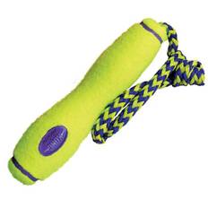 Kong Air Squeaker Stick med piv og reb Medium - Gul