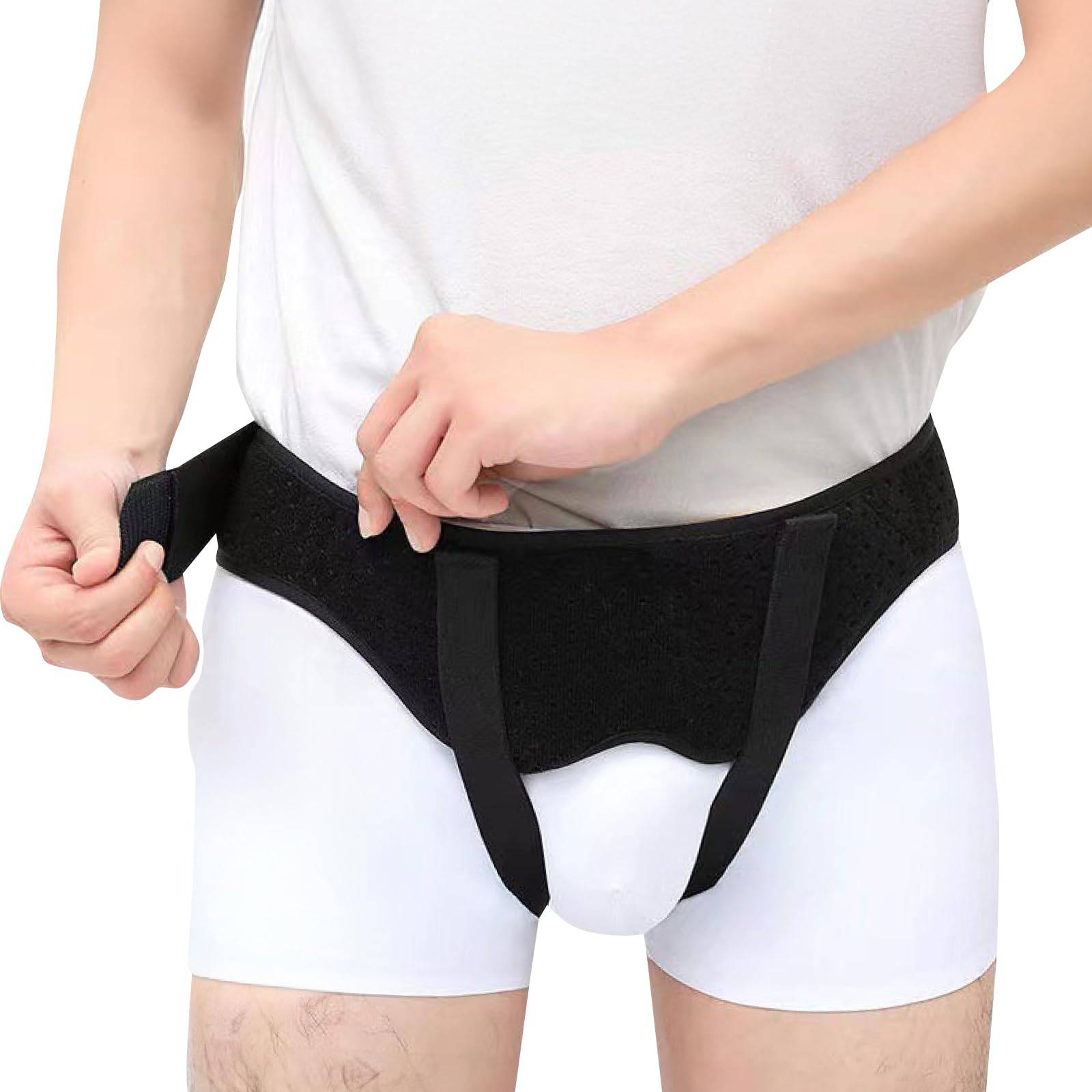 Krovat Ljumskbråck Stödbälte Stöd för Lår- och Höftområdet Bråckband Stödbälte Kompressionsdyna Bråckstöd Bälte Unisex Storlek XL svart