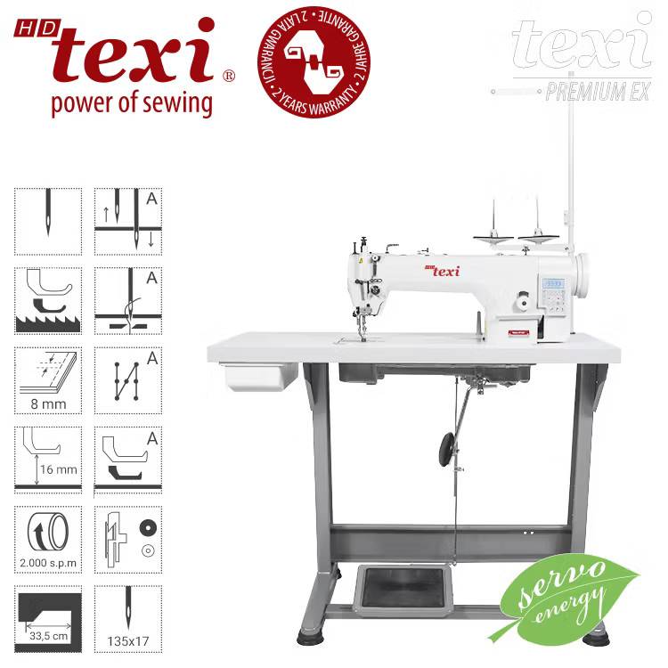 TEXI WALKER WF AUTO – Industrisymaskin för kraftiga material med automatisk trådklipp