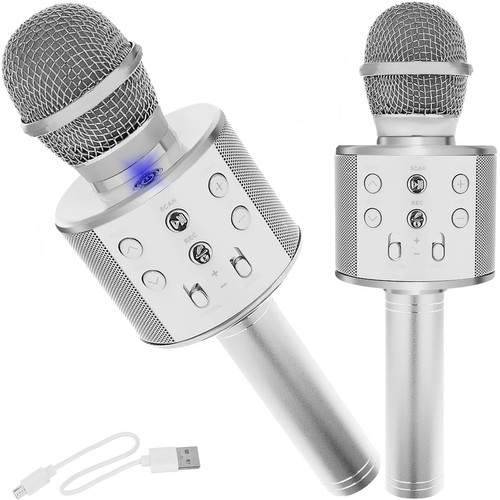 Silver Karaoke Mikrofon med Bluetooth Högtalare