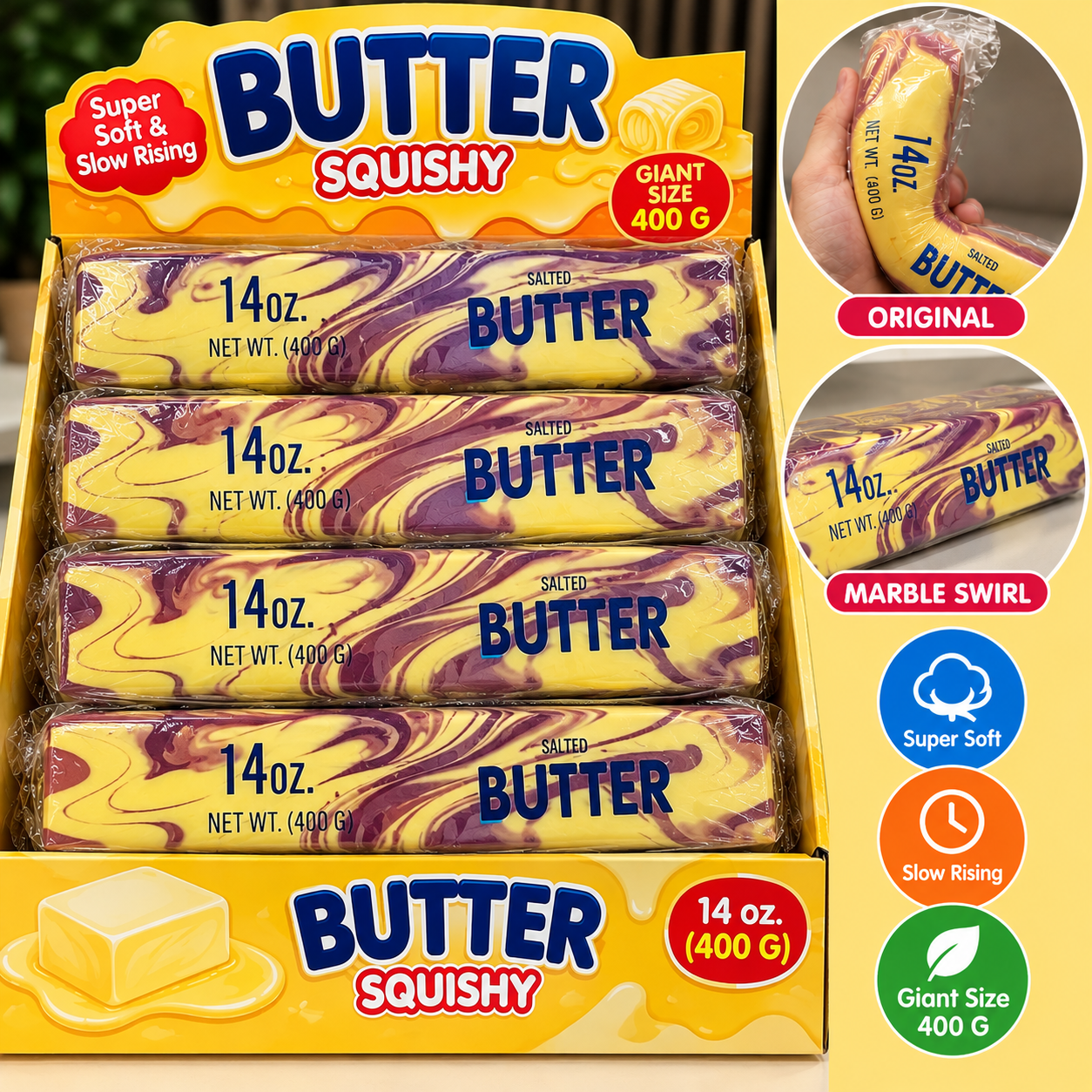 XXL Marble Butter Squishy 23 cm Marmor Slow Rising 400 g