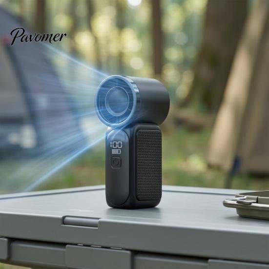 Liten kylfläkt för resor, bärbar handhållen med digital display, justerbar vind i flera hastigheter, kompakt för utomhusbruk, pendling, USB-uppladdnin
