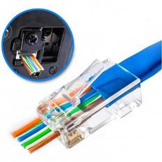 RJ45 stik til UTP Cat.6 med gennemgående huller til lederne
