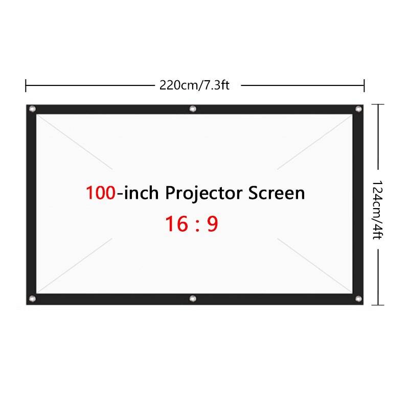 60-150 tum 16:9 projektor projektionsskärm vit hd hemmabio bio hopfällbar projektor skärm projektion hd hemmabio - 01 60 tum