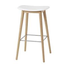 Muuto, Fiber barpall høj Wood Base - 75 cm - Natural White/Oak