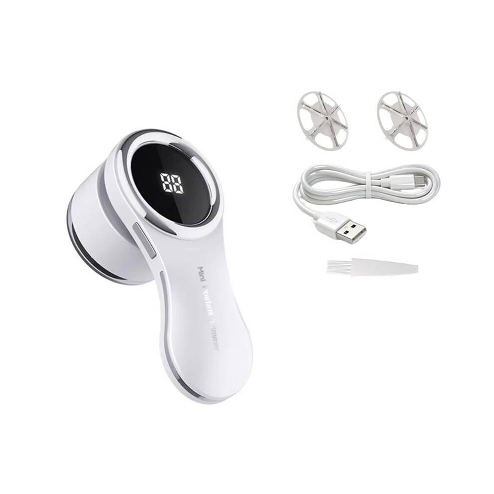 Lint Remover Home USB Charging Hair Lint Trimmer Portable Electric Clothes Sweater Lint Machine with 2 Blade White