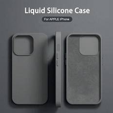 1st Lyxigt Flytande Silikon Stötsäkert Fodral Kompatibel Med Apple IPhone 16 14 13 12 11 15 Pro Max Skal Kompatibel med Iphone 12 13 Mini 14 15 16 Plu - titangrå (Multi-size)