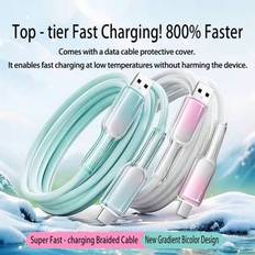 1 st 60W USB C laddningskabel, 0,9 m/1,2 m lång USB typ-C snabbladdningskabel, flätad nylonflätad USB A till USB C laddningskabel, kompatibel med Gala - Multifärgad (1.5M,1m,2m)