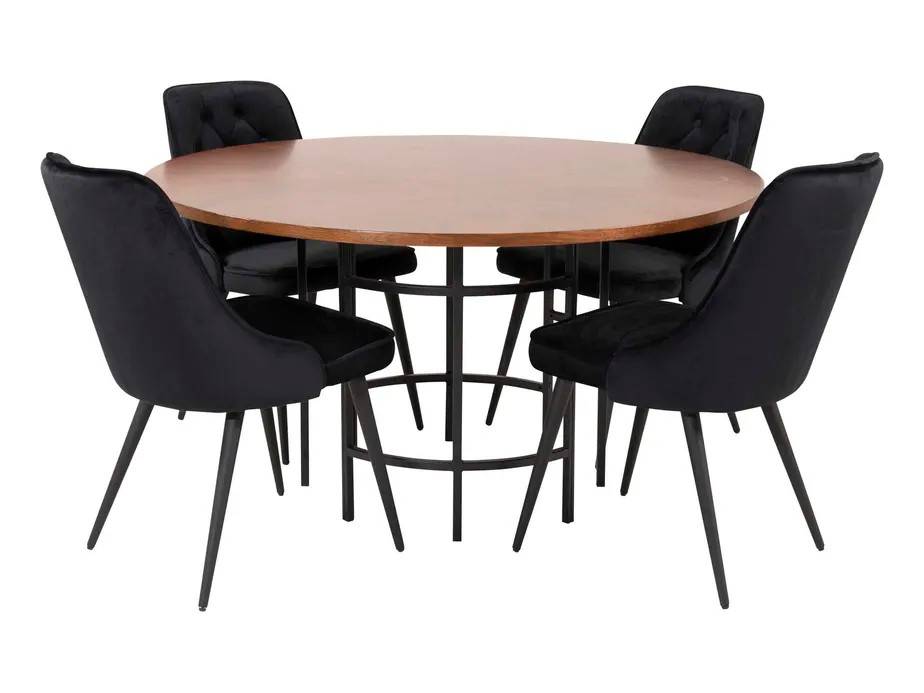 Venture Design Copenhagen & Velvet matgrupp Brun/svart 4 st stolar & bord 140 cm