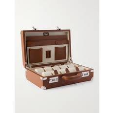 Rapport London - Valigetta Ribbed Leather 10-Piece Travel Watch Case - Men - Brown
