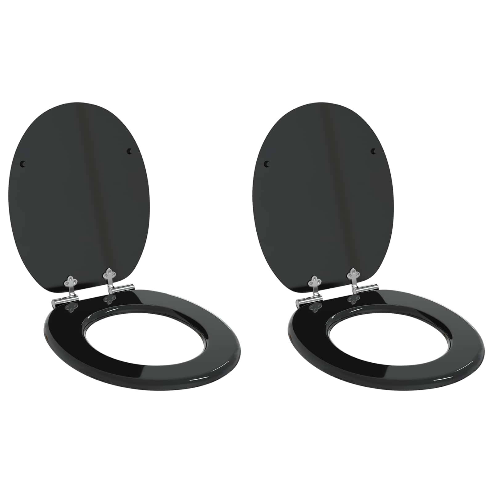 vidaXL Mjukt stängande toalettlock 2 pcs Svart 44 x 38 cm MDF-board