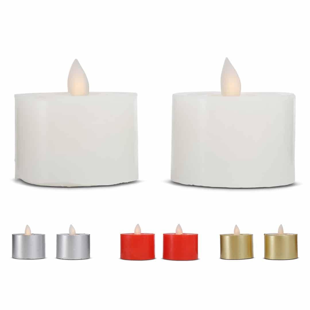 LED värmeljus stearin - 2 st. - 3 cm - m/rörlig låga - (flera färger) - Vit