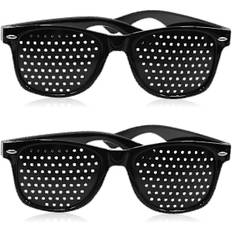 2-pak Pinhole Briller til Forbedring af Synet, Sorte Unisex Synsstyrkende Pinhole Briller_c