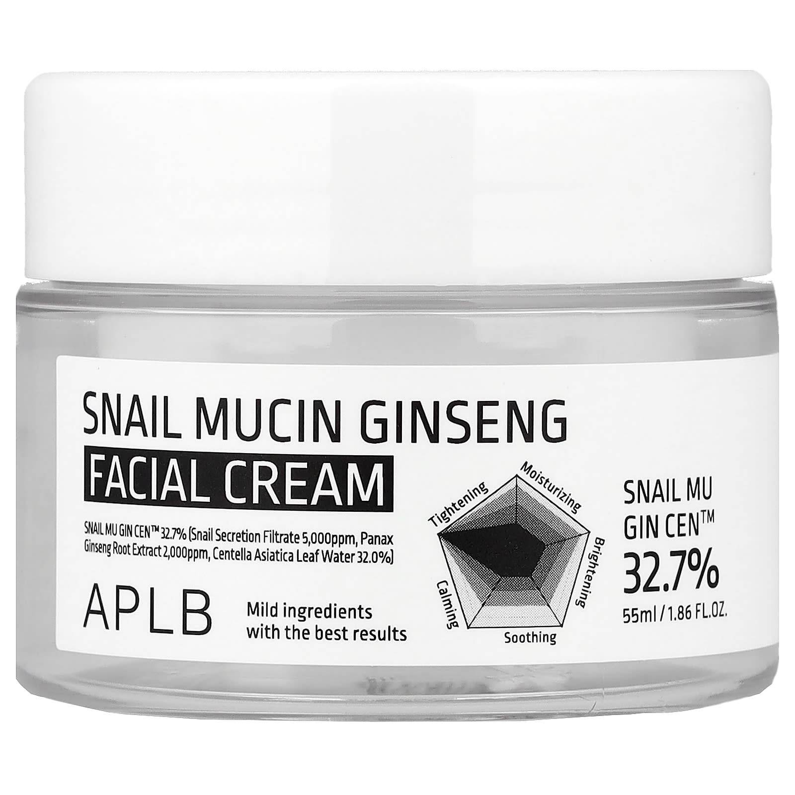 APLB Snail Mucin Ginseng Facial Cream, 55ml (1.86 fl oz)