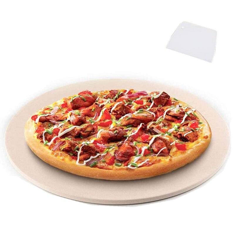 Pizzasten, rund pizzasten för grill och ugn, tillagning av pizza, biff, tjock tums cordieritpizzapanna, matlagning och bakning