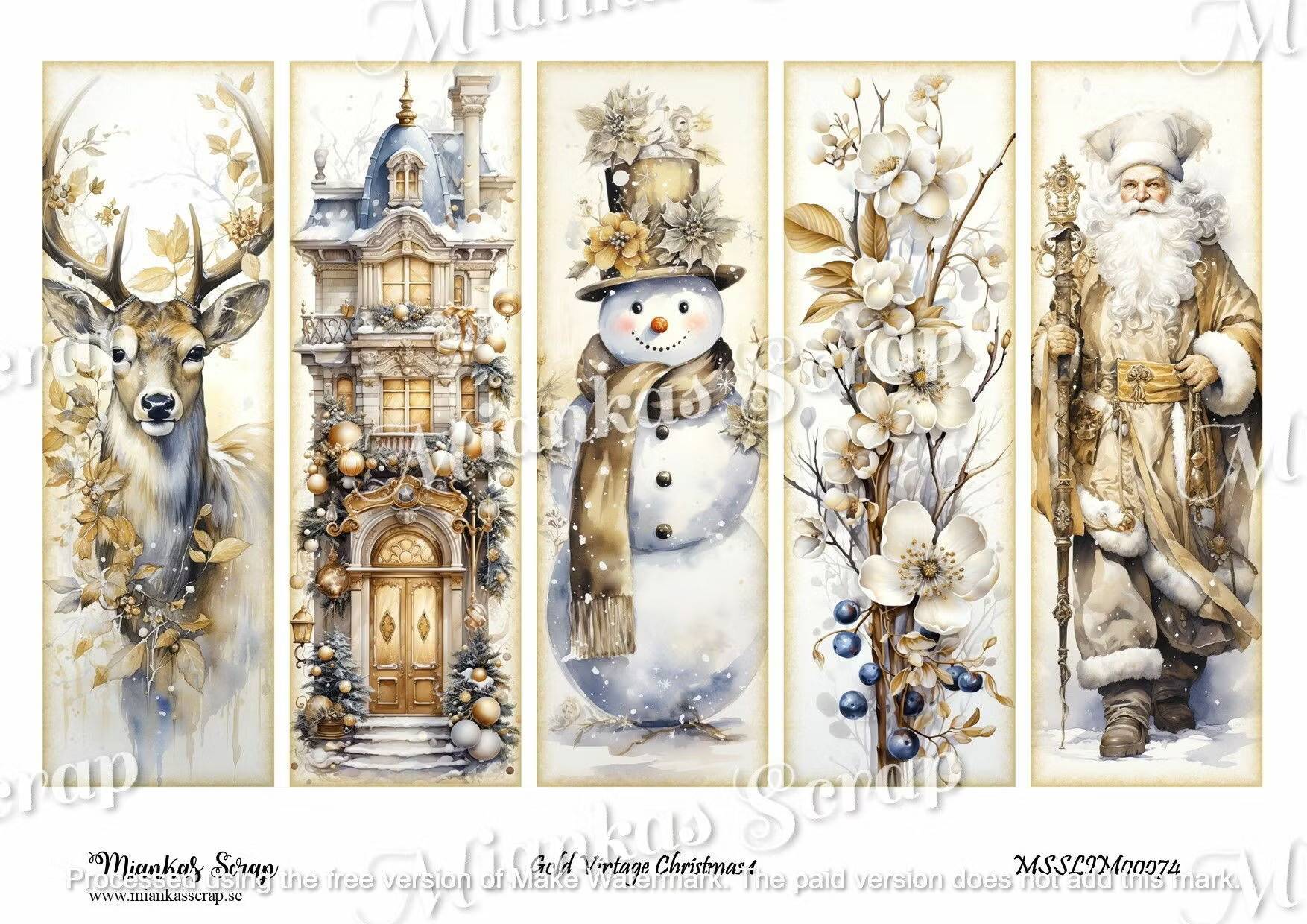Miankas Scrap klippark - Gold Vintage Christmas 1