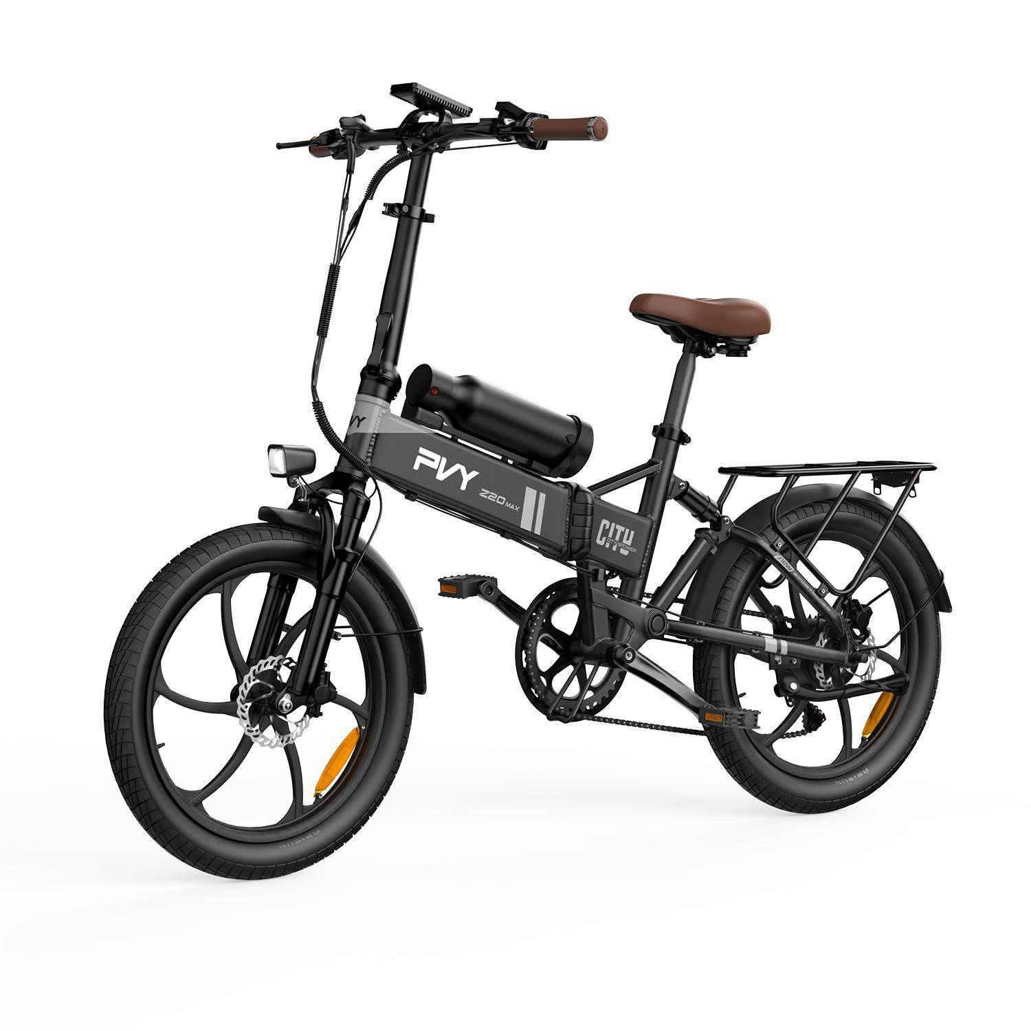 PVY Z20 MAX Hopfällbar Elcykel, 200 km Räckvidd med Dubbla Batterier, Full Fjädring grå
