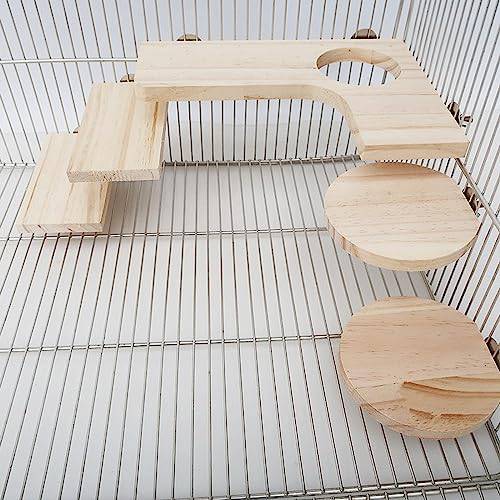 Pureseek Chinchilla Steps, Wooden Corner Stage, Degu Steps, Chinchilla Stage, Cage Steps, Stage, 5-Piece Set