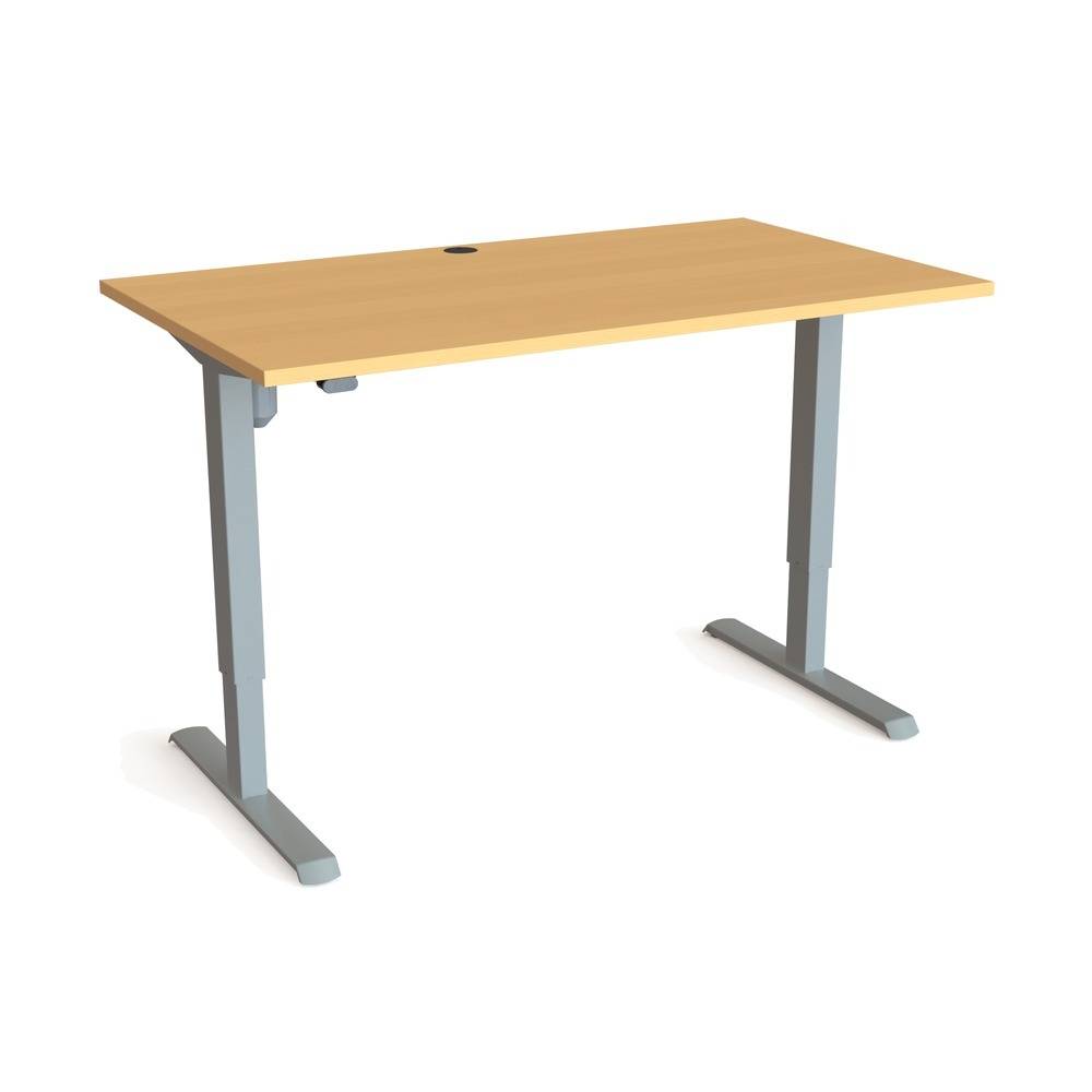 ConSet 501-33 Hæve-/sænkebord, 140x80 cm, bøg med sølv stel.