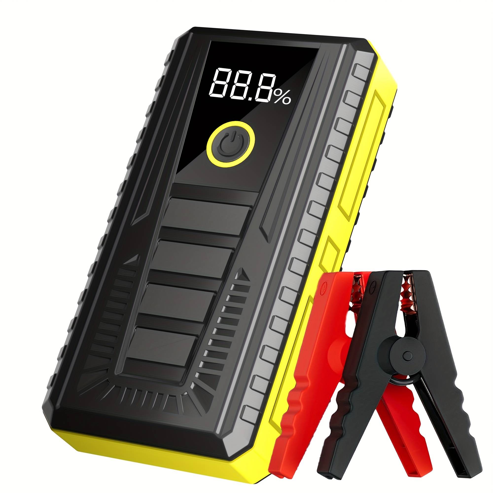 Portable Car Starter - Battery Booster, Jumper Cables, And Power Bank, Suitable For 12v Packs For Up To 5.0l Gasoline And 3.0l Engines, Featuring An Lcd Display And Led Light